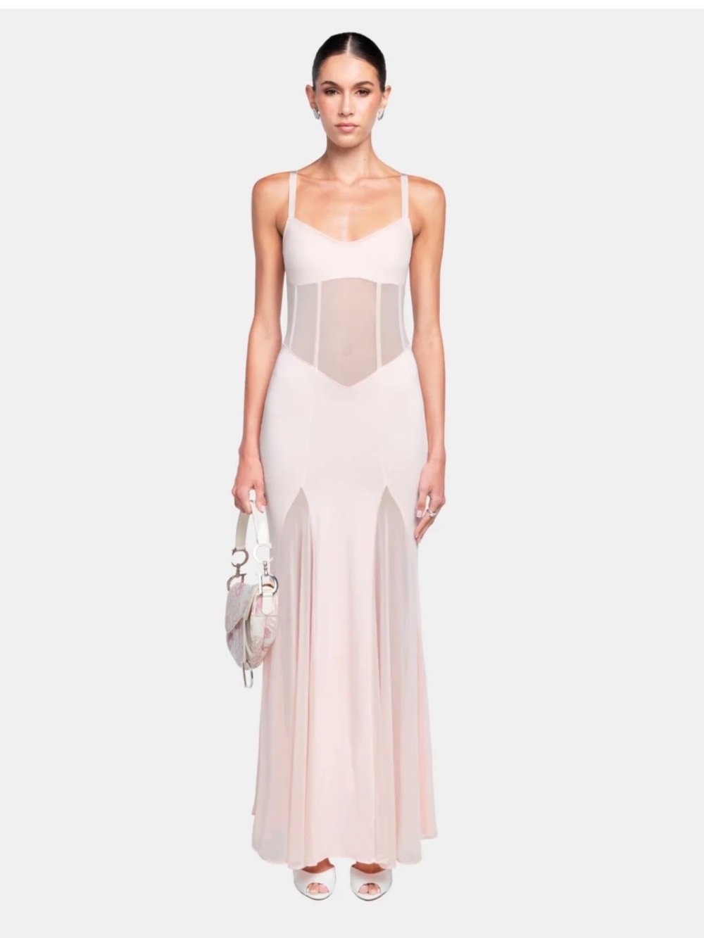OW Collection x Revolve Serenity Corset Maxi Dress Blush Pink NWT